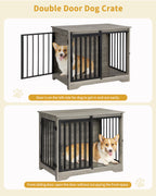 Hzuaneri Dog Crate Furniture, 81cm Dog Box for Home Use, Sliding Doors, 2 Doors, Modern Wooden Indoor Dog Box for Small/Medium Dogs, Dog Crate for Home Use, 81 x 55 x 67.5cm, Light Ivory DFC83605B
