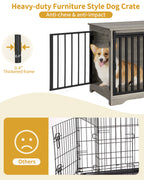 Hzuaneri Dog Crate Furniture, 81cm Dog Box for Home Use, Sliding Doors, 2 Doors, Modern Wooden Indoor Dog Box for Small/Medium Dogs, Dog Crate for Home Use, 81 x 55 x 67.5cm, Light Ivory DFC83605B