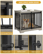 Hzuaneri Dog Crate Furniture, 81cm Dog Box for Home Use, Sliding Doors, 2 Doors, Modern Wooden Indoor Dog Box for Small/Medium Dogs, Dog Crate for Home Use, 81 x 55 x 67.5cm, Light Ivory DFC83605B