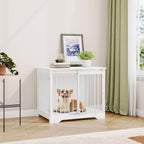 Hzuaneri Dog Cage Furniture, 81cm Dog Box for Home Use, Sliding Doors, 2 Doors, Modern Wooden Indoor Dog Box for Small/Medium Dogs, Dog Cage for Home Use, 81 x 55 x 67.5 cm, White DFC83613W
