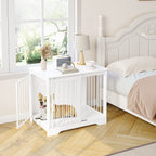 Hzuaneri Dog Cage Furniture, 81cm Dog Box for Home Use, Sliding Doors, 2 Doors, Modern Wooden Indoor Dog Box for Small/Medium Dogs, Dog Cage for Home Use, 81 x 55 x 67.5 cm, White DFC83613W