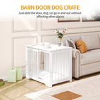 Hzuaneri Dog Cage Furniture, 81cm Dog Box for Home Use, Sliding Doors, 2 Doors, Modern Wooden Indoor Dog Box for Small/Medium Dogs, Dog Cage for Home Use, 81 x 55 x 67.5 cm, White DFC83613W