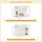 Hzuaneri Dog Cage Furniture, 81cm Dog Box for Home Use, Sliding Doors, 2 Doors, Modern Wooden Indoor Dog Box for Small/Medium Dogs, Dog Cage for Home Use, 81 x 55 x 67.5 cm, White DFC83613W