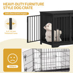 Hzuaneri  Dog Cage Furniture, 81 cm Dog Box for Home, Sliding Doors, 2 Doors, Modern Wooden Indoor Dog Box for Small/Medium Dogs, Dog Cage for Home, 81 x 55 x 67.5 cm, Black DFC83604B