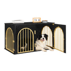 Hzuaneri Dog Cage Furniture, 100 cm Dog Box for Home, 3 Doors, Arch Door, Modern Dog Box Indoor for Dogs, Side Table, Dog Cage Heavy Duty, 100 x 60 x 63 cm, Black Gold DFC84104A