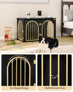 Hzuaneri Dog Cage Furniture, 100 cm Dog Box for Home, 3 Doors, Arch Door, Modern Dog Box Indoor for Dogs, Side Table, Dog Cage Heavy Duty, 100 x 60 x 63 cm, Black Gold DFC84104A