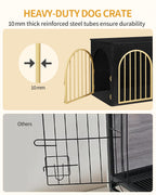 Hzuaneri Dog Cage Furniture, 100 cm Dog Box for Home, 3 Doors, Arch Door, Modern Dog Box Indoor for Dogs, Side Table, Dog Cage Heavy Duty, 100 x 60 x 63 cm, Black Gold DFC84104A