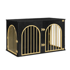Hzuaneri Dog Cage Furniture, 100 cm Dog Box for Home, 3 Doors, Arch Door, Modern Dog Box Indoor for Dogs, Side Table, Dog Cage Heavy Duty, 100 x 60 x 63 cm, Black Gold DFC84104A