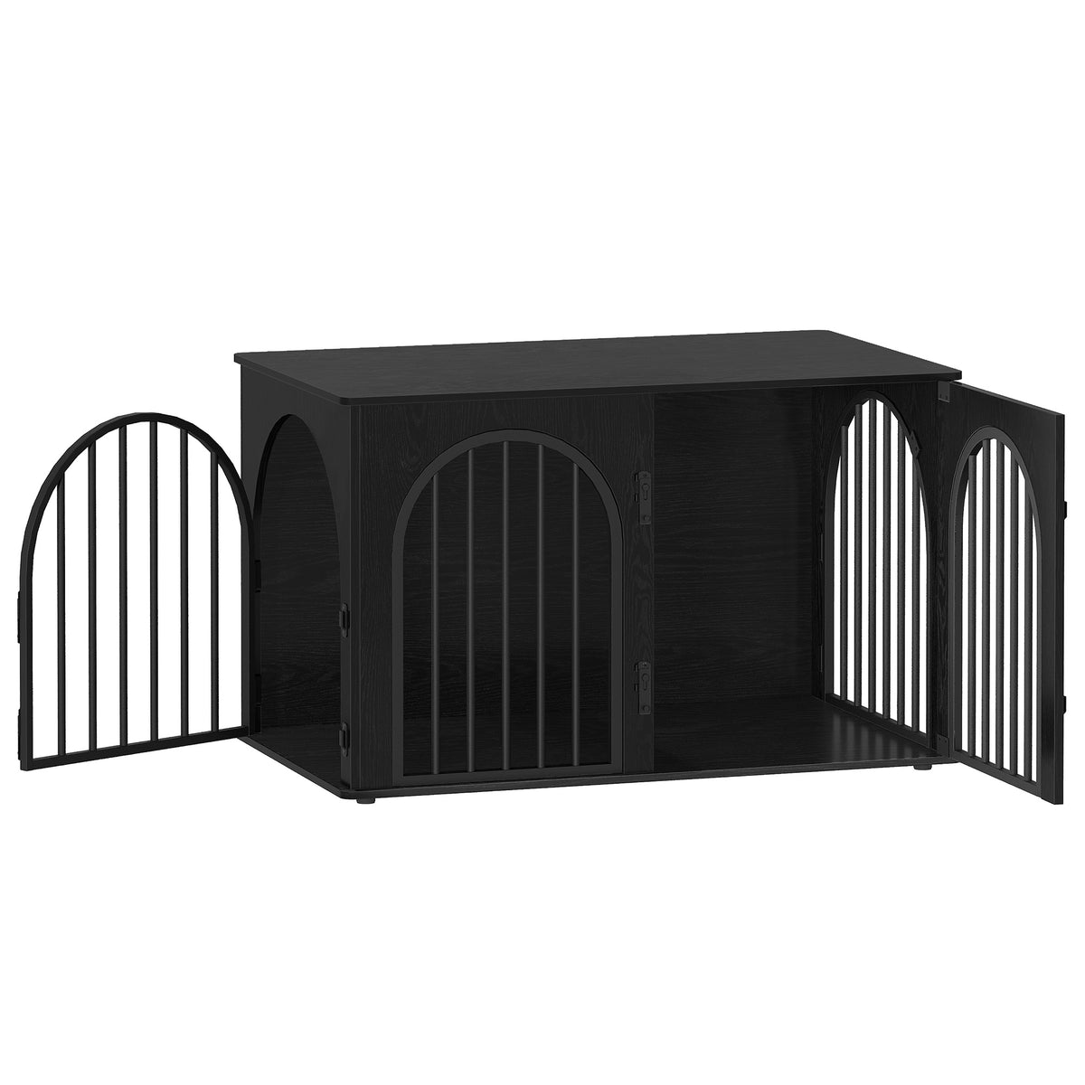 Hzuaneri 26.8" Dog Crate Furniture, Wooden Dog Kennel with Cushion, Indoor Dog Cage for Small Dogs, Decorative Pet House Side End Table, Chew-Resistant, Greige