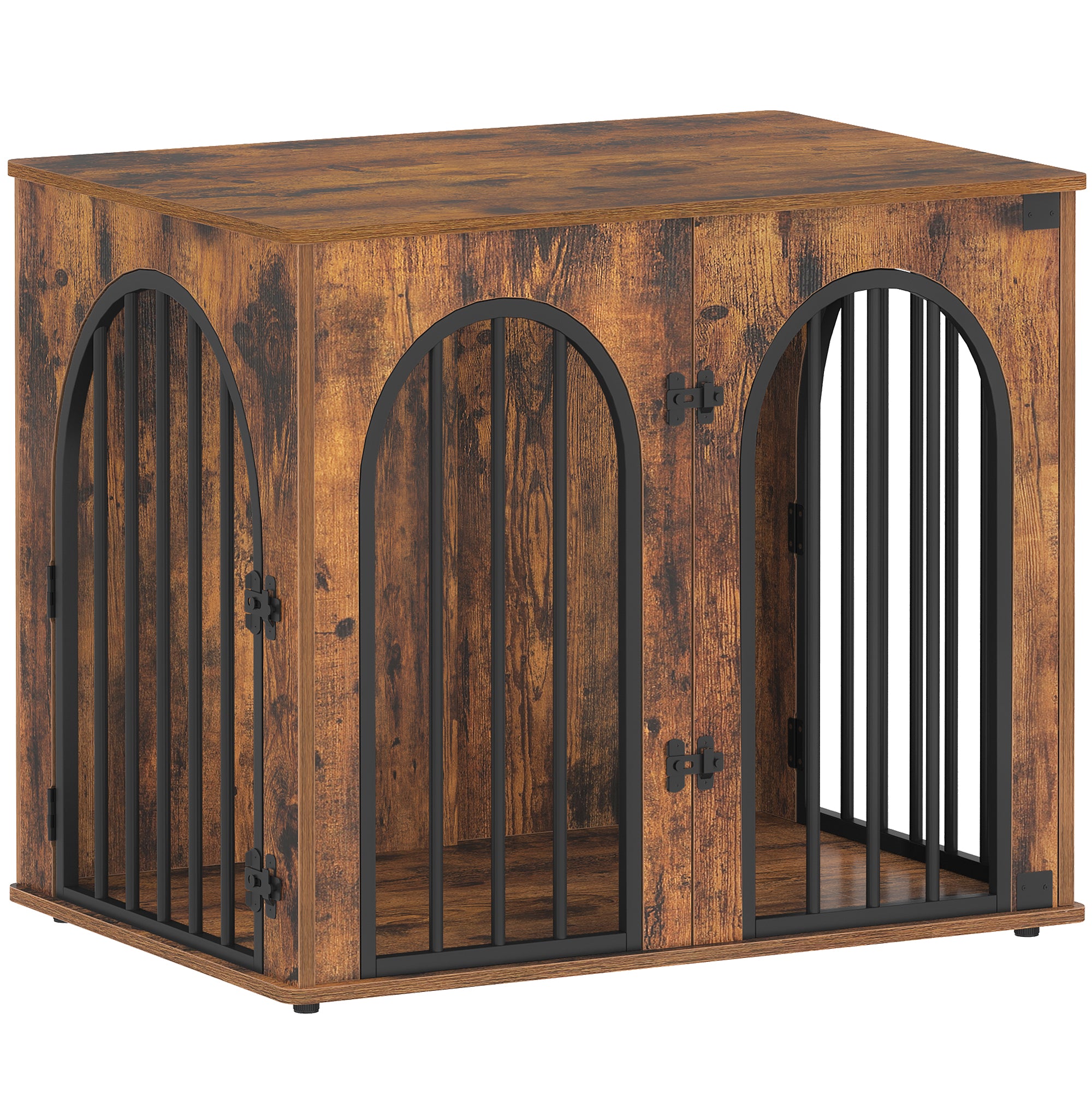 Hzuaneri Dog Cage Furniture, 68 cm Dog Box for Home, 3 Doors, Arch Door, Modern Dog Box Indoor for Dogs, Side Table, Dog Cage Heavy Duty, 68 x 49 x 56 cm, Vintage Brown DFC85501B