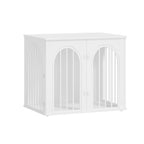 Hzuaneri Dog Cage Furniture, 68cm Dog Box for Home, 3 Doors, Arched Door, Modern Indoor Dog Crate for Dogs, Side Table, Heavy Duty Dog Cage, 68 x 49 x 56 cm, White DFC85513W
