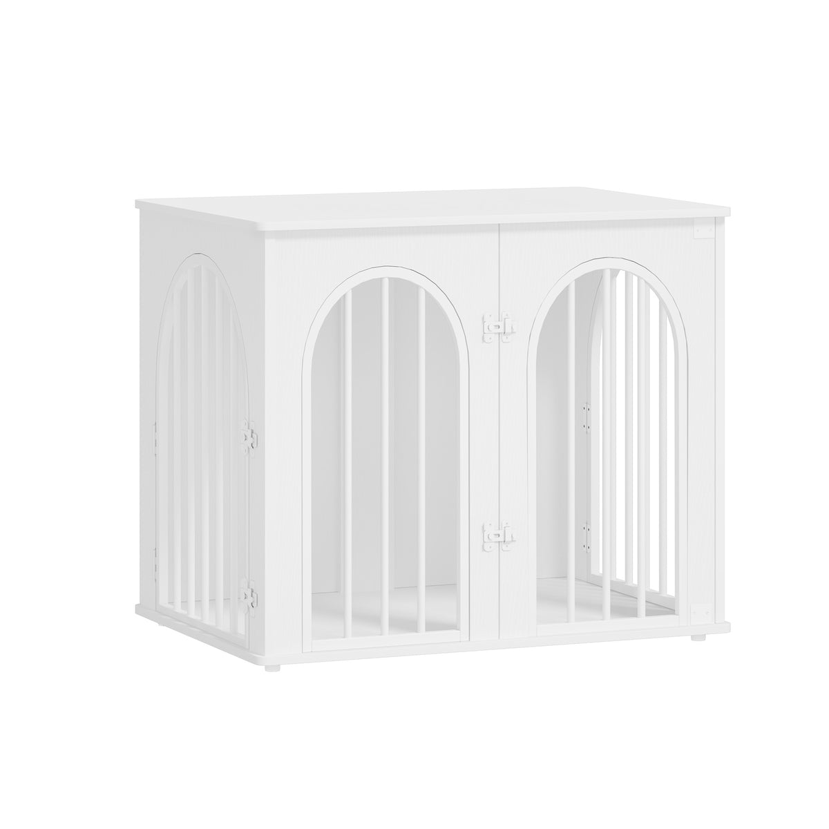 Hzuaneri Dog Cage Furniture, 68cm Dog Box for Home, 3 Doors, Arched Door, Modern Indoor Dog Crate for Dogs, Side Table, Heavy Duty Dog Cage, 68 x 49 x 56 cm, White DFC85513W