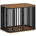 Hzuaneri Dog Crate Furniture, 80 cm Multi-door Wooden Dog Crate, End Side Table for Small Medium Dogs, Modern Indoor Kennel, Anti-Chew Anti-Escape, 80 × 55 × 61.5cm, Rustic Brown DFC88801B