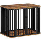 Hzuaneri Dog Crate Furniture, 80 cm Multi-door Wooden Dog Crate, End Side Table for Small Medium Dogs, Modern Indoor Kennel, Anti-Chew Anti-Escape, 80 × 55 × 61.5cm, Rustic Brown DFC88801B