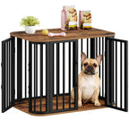 Hzuaneri Dog Crate Furniture, 80 cm Multi-door Wooden Dog Crate, End Side Table for Small Medium Dogs, Modern Indoor Kennel, Anti-Chew Anti-Escape, 80 × 55 × 61.5cm, Rustic Brown DFC88801B
