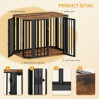 Hzuaneri Dog Crate Furniture, 80 cm Multi-door Wooden Dog Crate, End Side Table for Small Medium Dogs, Modern Indoor Kennel, Anti-Chew Anti-Escape, 80 × 55 × 61.5cm, Rustic Brown DFC88801B