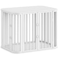 Hzuaneri Dog Crate Furniture, 80 cm Multi-door Wooden Dog Crate, End Side Table for Small Medium Dogs, Modern Indoor Kennel, Anti-Chew Anti-Escape, 80 × 55 × 61.5cm, White DFC88813W