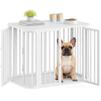 Hzuaneri Dog Crate Furniture, 80 cm Multi-door Wooden Dog Crate, End Side Table for Small Medium Dogs, Modern Indoor Kennel, Anti-Chew Anti-Escape, 80 × 55 × 61.5cm, White DFC88813W