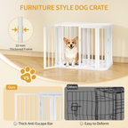 Hzuaneri Dog Crate Furniture, 80 cm Multi-door Wooden Dog Crate, End Side Table for Small Medium Dogs, Modern Indoor Kennel, Anti-Chew Anti-Escape, 80 × 55 × 61.5cm, White DFC88813W