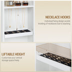 Hzuaneri dressing table with 8 drawers, large mirror with RGB LED lighting, integrated jewelry tray, 100 cm wide worktop with bedside table, white DT41103X