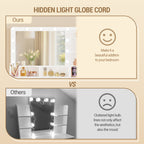 Hzuaneri dressing table with 10 LED lights, stool, vanity table with large mirror, dressing tables with power outlet, hairdryer holder, and multiple drawers, white DT42903X
