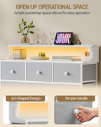 Hzuaneri Chest of Drawers, 9 Drawers, LED Light Strip, 2 USB & 2 AC Ports, Versatile Storage Furniture for Living Room and Bedroom, 30 x 100 x 95 cm, White-Grey DU02913W