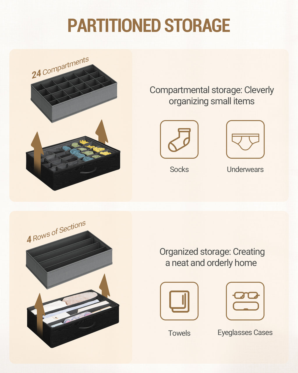Hzuaneri Chest of Drawers 140 cm, 2 USB & 2 AC Ports, Chest of Drawers with 8 Fabric Drawers, Versatile Storage Furniture for Living Room and Bedroom, 30 x 140 x 86 cm, Black DU03804B