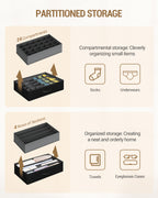 Hzuaneri Chest of Drawers 140 cm, 2 USB & 2 AC Ports, Chest of Drawers with 8 Fabric Drawers, Versatile Storage Furniture for Living Room and Bedroom, 30 x 140 x 86 cm, Black DU03804B