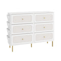 Hzuaneri Chest of Drawers 110cm, Cabinet with 6 Fabric Drawers, Multifunctional Sideboard with Fabric Storage, Metal Frame, 30 x 110 x 85 cm, for Living Room and Bedroom, Modern, White-Gold DU25813AW