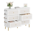 Hzuaneri Chest of Drawers 110cm, Cabinet with 6 Fabric Drawers, Multifunctional Sideboard with Fabric Storage, Metal Frame, 30 x 110 x 85 cm, for Living Room and Bedroom, Modern, White-Gold DU25813AW