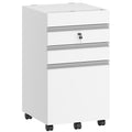 Hzuaneri rolling container, filing cabinet, lockable office cabinet with 3 drawers, extra storage space on top, drawer cabinet for DIN A4, Letter, for office, home office, 40 x 40 x 70 cm White FC41003X