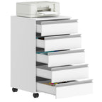 Hzuaneri rolling container, mobile filing cabinet, drawer cabinet with 5 drawers, storage cabinet for office and home office, white 40 x 40 x 70 cm FC55503X