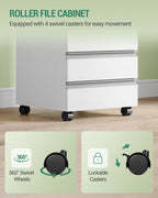 Hzuaneri rolling container, mobile filing cabinet, drawer cabinet with 5 drawers, storage cabinet for office and home office, white 40 x 40 x 70 cm FC55503X