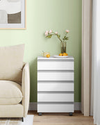 Hzuaneri rolling container, mobile filing cabinet, drawer cabinet with 5 drawers, storage cabinet for office and home office, white 40 x 40 x 70 cm FC55503X