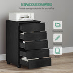 Hzuaneri Rolling Container, Mobile Filing Cabinet, Drawer Cabinet with 5 Drawers, Storage Cabinet for Office and Home Office, Black, 40 x 40 x 70 cm, FC55504X