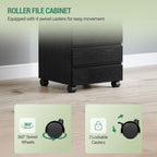 Hzuaneri Rolling Container, Mobile Filing Cabinet, Drawer Cabinet with 5 Drawers, Storage Cabinet for Office and Home Office, Black, 40 x 40 x 70 cm, FC55504X