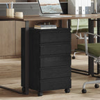 Hzuaneri Rolling Container, Mobile Filing Cabinet, Drawer Cabinet with 5 Drawers, Storage Cabinet for Office and Home Office, Black, 40 x 40 x 70 cm, FC55504X