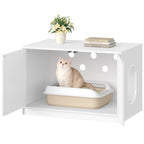 Fobyfurny Cat litter box cabinet, hidden cat toilet furniture, cat cabinet with push-to-open doors and ventilation holes, minimalist cat house, living room, 80 x 50 x 51.5 cm, white FPCB201PW1