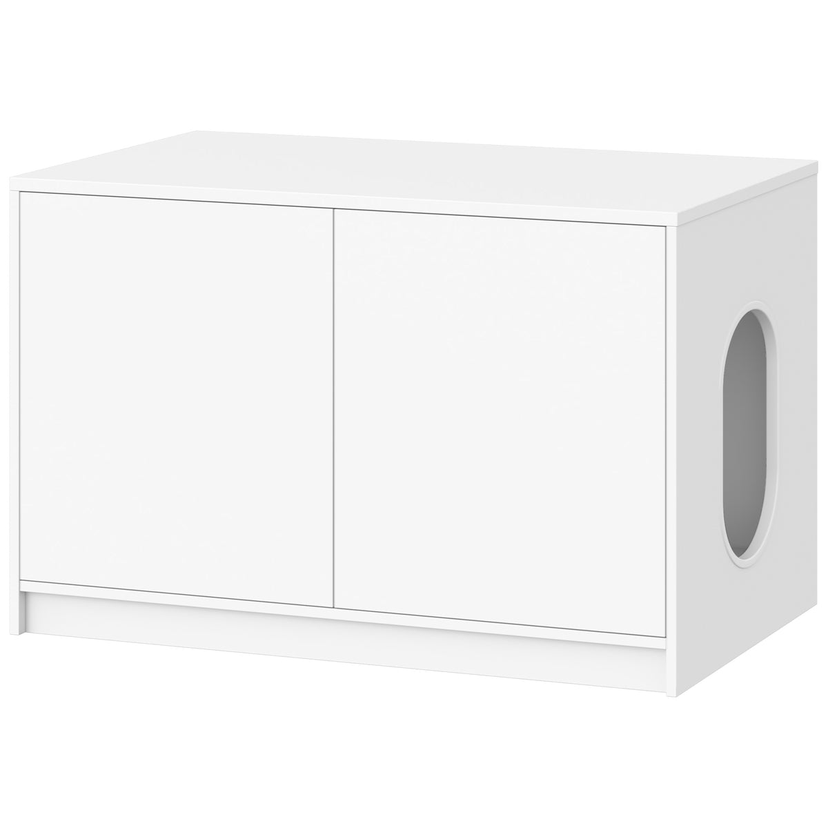 Fobyfurny Cat litter box cabinet, hidden cat toilet furniture, cat cabinet with push-to-open doors and ventilation holes, minimalist cat house, living room, 80 x 50 x 51.5 cm, white FPCB201PW1