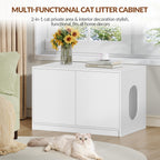 Fobyfurny Cat litter box cabinet, hidden cat toilet furniture, cat cabinet with push-to-open doors and ventilation holes, minimalist cat house, living room, 80 x 50 x 51.5 cm, white FPCB201PW1
