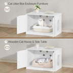 Fobyfurny Cat litter box cabinet, hidden cat toilet furniture, cat cabinet with push-to-open doors and ventilation holes, minimalist cat house, living room, 80 x 50 x 51.5 cm, white FPCB201PW1