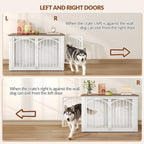 Fobyfurny Dog crate furniture, 100cm dog box for home use with 4 doors, modern wooden dog crate, side table, for medium to large dogs, indoor dog crate, 100 x 60 x 63 cm, brown and white FPDC002FWR1