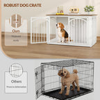 Fobyfurny Dog crate furniture, 100cm dog box for home use with 4 doors, modern wooden dog crate, side table, for medium to large dogs, indoor dog crate, 100 x 60 x 63 cm, brown and white FPDC002FWR1