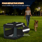 Fobyfurny Foldable Dog Carrier Bag, Breathable and Portable 3-Door Dog Carrier with Reflective Strips and Storage Pocket, Indoor and Outdoor Use, Grey, 60x42x42cm