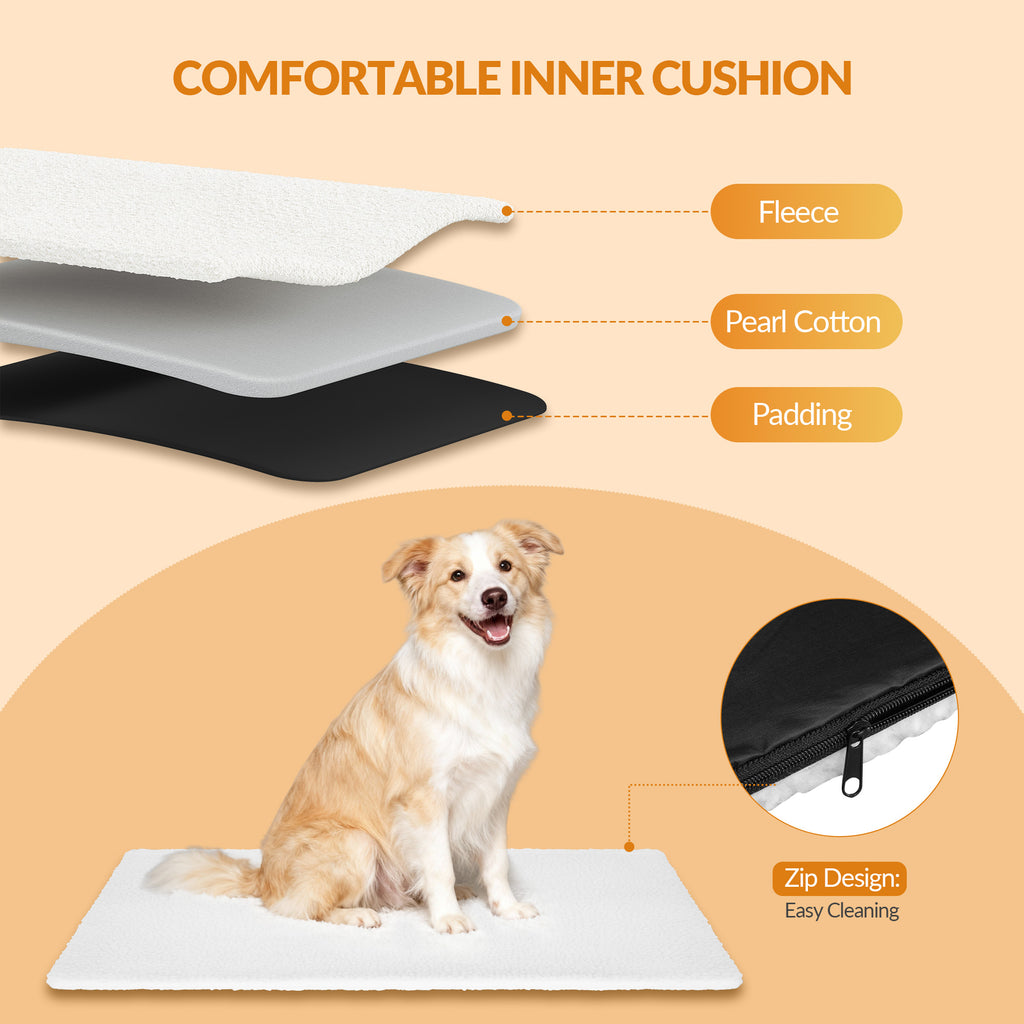Fobyfurny Foldable Dog Carrier Bag, Breathable and Portable 3-Door Dog Carrier with Reflective Strips and Storage Pocket, Indoor and Outdoor Use, Grey, 60x42x42cm