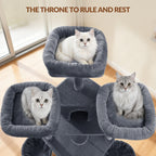 Fobyfurny Large Cat Tree, 220 cm, XXL Stable Cat Tree with Large Caves, 3 Platforms, 8 Sisal Posts, Hammock, Cat Brushes, Baskets, Thick Sisal Rope, Dark Grey FPMS011FG2