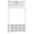 Hzuaneri Coat Rack, Entryway Furniture with Shoe Bench, 14 Open Compartments, 13 Shelves, Industrial Style, for Entryway/Hallway, 31 x 110 x 187 cm, White HT17913W