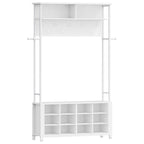 Hzuaneri Coat Rack, Entryway Furniture with Shoe Bench, 14 Open Compartments, 13 Shelves, Industrial Style, for Entryway/Hallway, 31 x 110 x 187 cm, White HT17913W