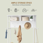 Hzuaneri Coat Rack, Entryway Furniture with Shoe Bench, 14 Open Compartments, 13 Shelves, Industrial Style, for Entryway/Hallway, 31 x 110 x 187 cm, White HT17913W