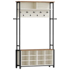 Hzuaneri Coat Rack, Entryway Furniture with Shoe Bench, 14 Open Compartments, 13 Shelves, Industrial Style, for Entryway, Hallway, 31 x 110 x 187 cm, White and Brown HT17914B